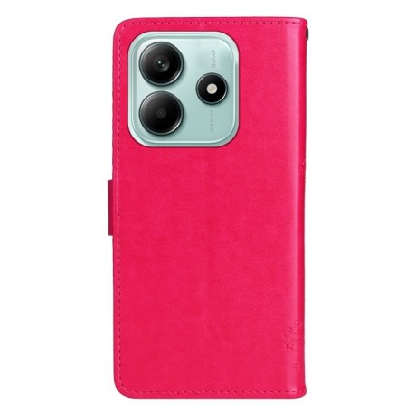 Чехол-книжка Happy Cat Pattern для Xiaomi Redmi Note 14 5G/Poco M7 Pro 5G - пурпурно-красный