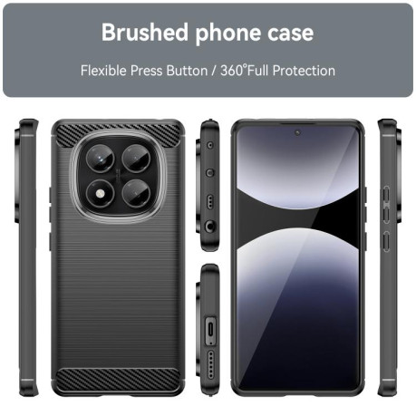 Протиударний чохол Brushed Texture Carbon Fiber на Xiaomi Redmi Note 14 Pro 4G - чорний