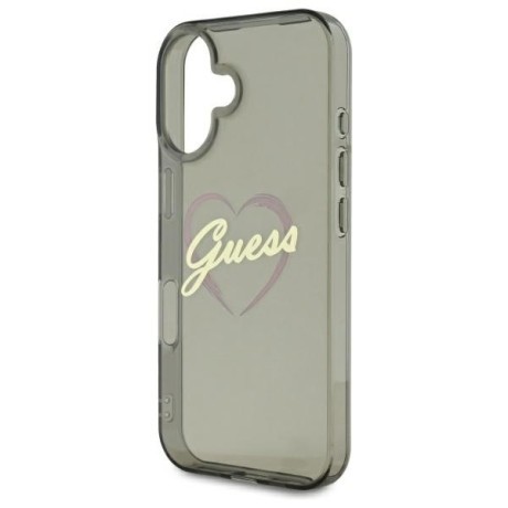 Оригинальный чехол Guess IML Heart для iPhone 16 - Black