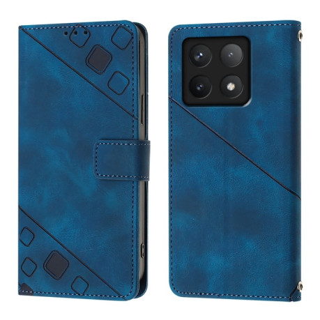 Чехол-книжка Skin-feel Embossed для Xiaomi 14T Pro - синий
