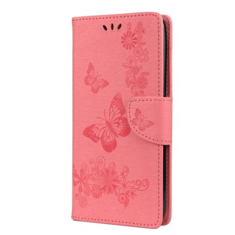Чехол-книжка Butterflies Embossing на Realme 7 Pro - розовый