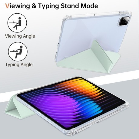 Чехол-книжка Clear Acrylic Demation Leather для Xiaomi Pad 7 / 7 Pro - зеленый