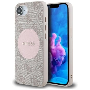 Оригинальный чехол Guess 4G Circle Classic MagSafe для iPhone 16e - Pink