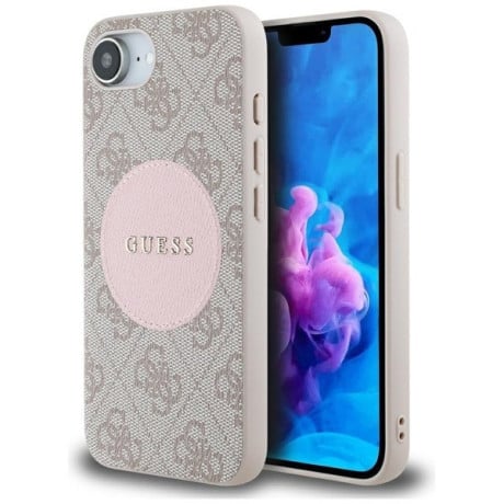 Оригинальный чехол Guess 4G Circle Classic MagSafe для iPhone 16e - Pink