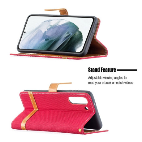 Чехол-книжка Color Matching Denim Texture на Samsung Galaxy S21 FE - красный