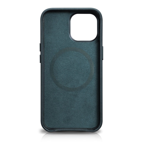 Кожаный чехол iCarer Leather Oil Wax (MagSafe) для iPhone 13 Pro - синий