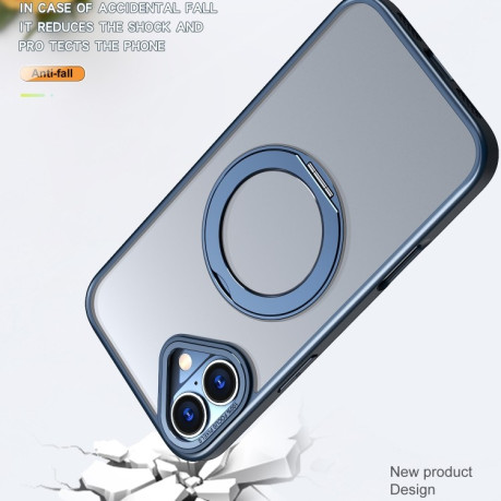 Противоударный чехол Wing Series MagSafe Magnetic Ring Holder для  iPhone 16 Plus - синий