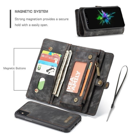 Чехол-кошелек CaseMe 008 Series Folio Zipper Wallet Style на iPhone Xs Max 6.5 - черный