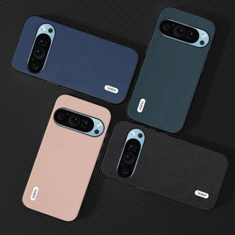 Противоударный чехол ABEEL Genuine Leather Litchi Texture для Google Pixel 9 Pro - розово-золотой