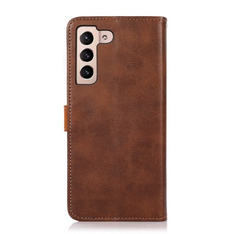 Чехол-книжка KHAZNEH Dual-color Cowhide для Samsung Galaxy S23 - коричневый