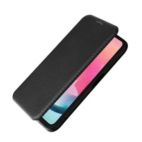 Чехол-книжка Carbon Fiber Texture на Samsung Galaxy A25 5G - черный
