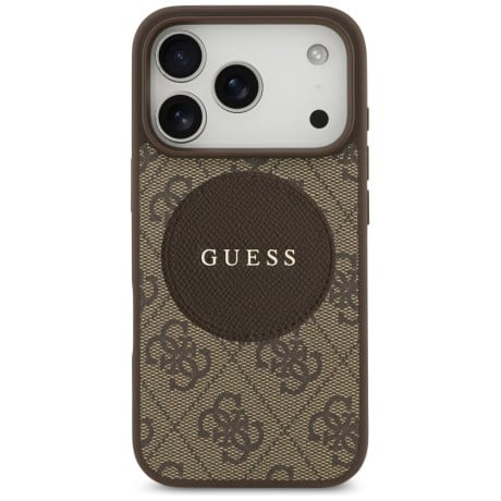 Оригинальный чехол Guess 4G Circle Classic Logo с MagSafe на iPhone 17 Pro - brown