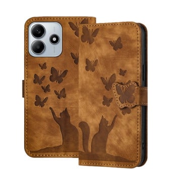 Чохол-книжка Cat Embossing Pattern на Xiaomi Redmi Note 14 5G/Poco M7 Pro 5G - коричневий