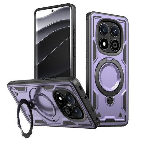 Протиударний чохол MagSafe Holder Armor PC Hybrid для Xiaomi Redmi Note 14 Pro 5G/Poco X7 - фіолетовий