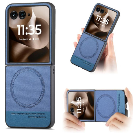 Чехол Twill Fabric Leather Skin Magnetic для Motorola Razr 60 Ultra - синій