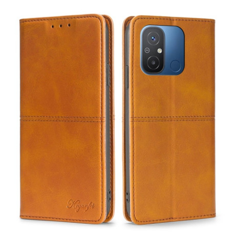 Чохол-книжка Cow Texture Magnetic для Xiaomi Redmi Poco C55/Redmi 12C/11A - світло-коричневий