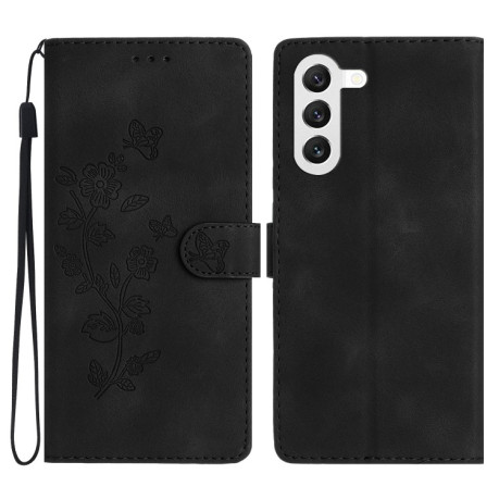 Чехол-книжка Flower Butterfly Embossing для Samsung Galaxy S24+ 5G - черный