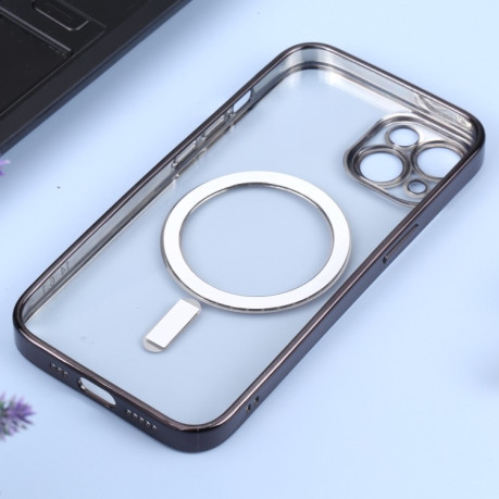 Противоударный чехол MagSafe Electroplating Straight для iPhone 14 - черный