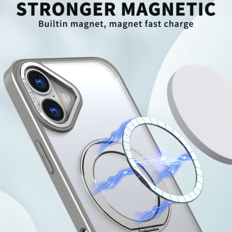 Противоударный чехол Wing Series MagSafe Magnetic Ring Holder для  iPhone 16 Plus - Titanium Gray