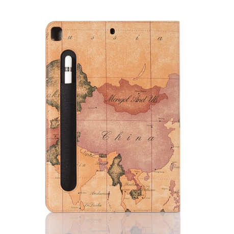 Кожаный чехол-книжка Map Texture на  iPad 9/8/7 10.2 (2019/2020/2021) / 10.5  - коричневый