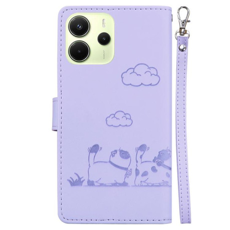 Чехол-книжка Cute Cats RFID Leather для Xiaomi Redmi Note 14 4G 164.84mm - фиолетовый