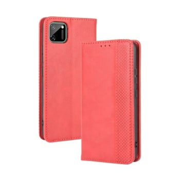 Чохол-книжка Magnetic Buckle Retro Crazy Horse Texture на Realme C11 - червоний