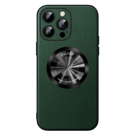 Кожаный чехол SULADA Microfiber Leather MagSafe Magnetic на iPhone 15 Pro - зеленый