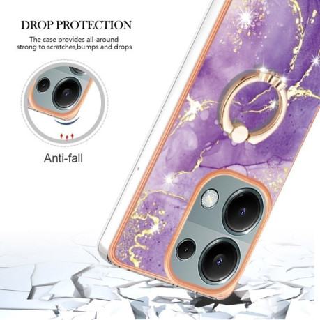 Чехол Electroplating with Ring Holder для Xiaomi Redmi Note 14S/ 13 Pro 4G / POCO M6 Pro 4G- фиолетовый