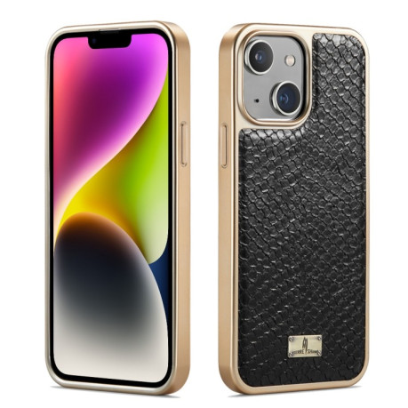 Чохол Fierre Shann Snake Texture Electroplating для iPhone 15 - чорний