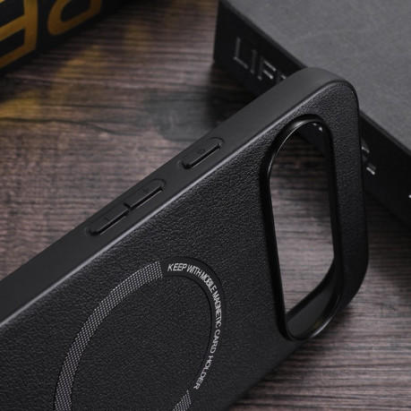 Чохол Magsafe Magnetic Ring Leather Texture для Google Pixel 9 - чорний