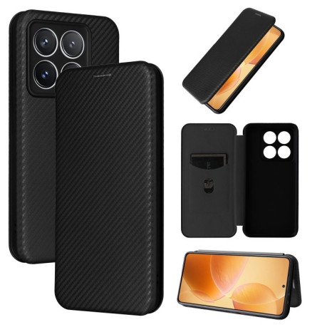 Чехол-книжка Carbon Fiber Texture на Xiaomi 14T Pro - черный
