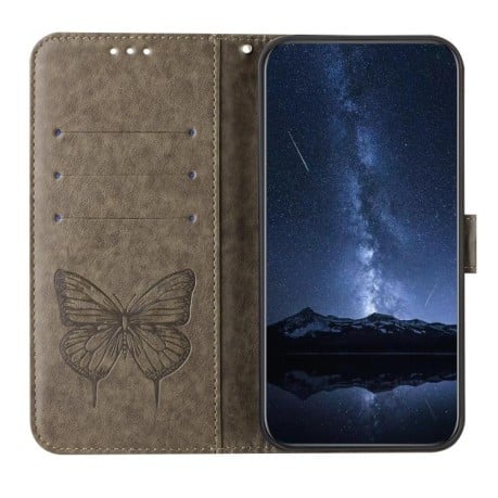 Чехол-книжка Embossed Butterfly для OPPO Reno13 F/Reno13 FS- серый