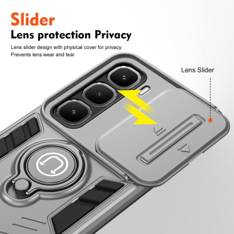 Противоударный чехол Sliding Camshield Ring Holder для Infinix Hot 60 Pro 4G — серый