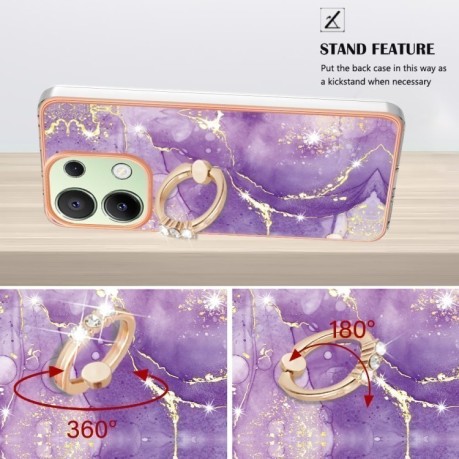 Чехол Electroplating with Ring Holder для Xiaomi Redmi Note 13 4G - Purple 002