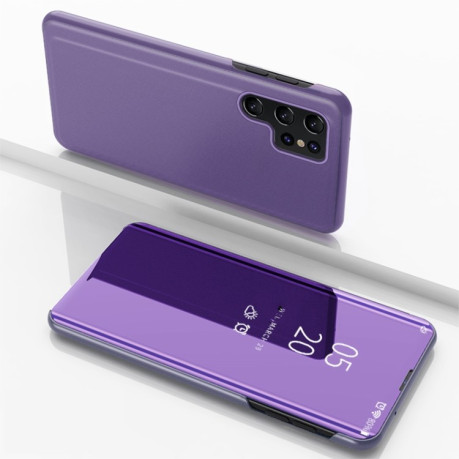 Чехол книжка Clear View для Samsung Galaxy S22 Ultra 5G - фиолетово- синий