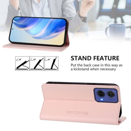 Чохол-книжка RC01 Dual-Folded Magnetic Suction RFID Leather на Motorola Moto G85 - рожевий