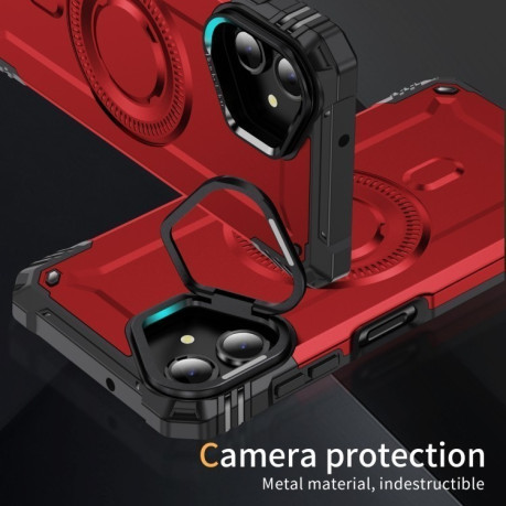 Противоударный чехол MagSafe Lens Holder PC Hybrid TPU для Samsung Galaxy A06 - красный