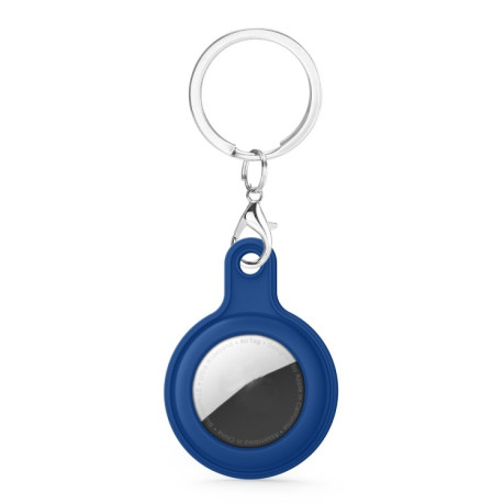 Силиконовый брелок Gel Leather с кольцом для AirTag - темно-синий