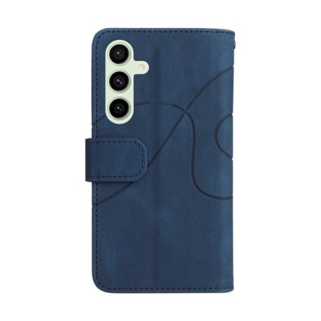 Чохол-книжка Dual-color 9 Card Slots Zipper Wallet Leather для Samsung Galaxy S24 FE 5G - синій