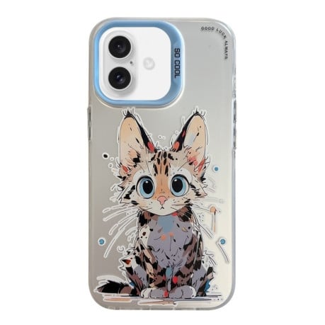 Чехол Animal Pattern Oil Painting Series для iPhone 16 Plus - Cat