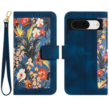 Чехол-книжка Floral Pattern Leather для Google Pixel 8a - синий