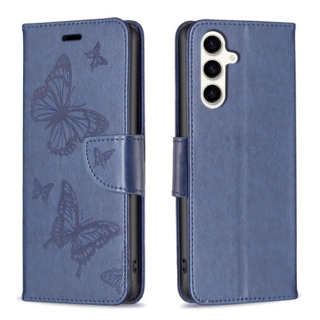 Чехол-книжка Butterflies Pattern для Samsung Galaxy S23 FE 5G - синий