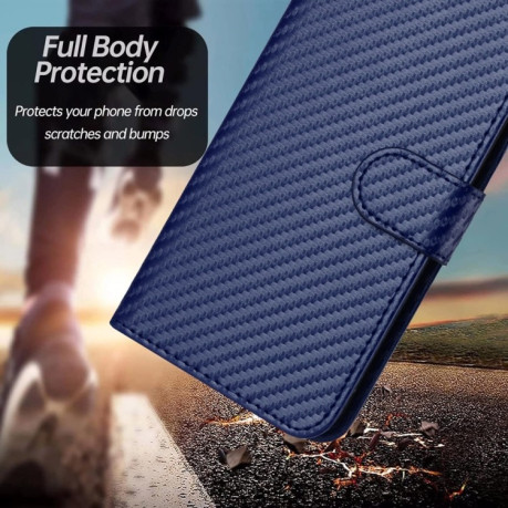 Чехол-книжка Carbon Fiber Texture на Xiaomi Redmi Note 14 Pro+ 5G - синий