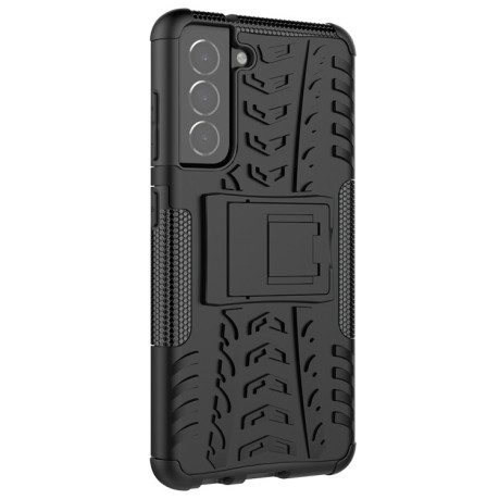 Противоударный чехол Tire Texture на Samsung Galaxy S21 FE - черный