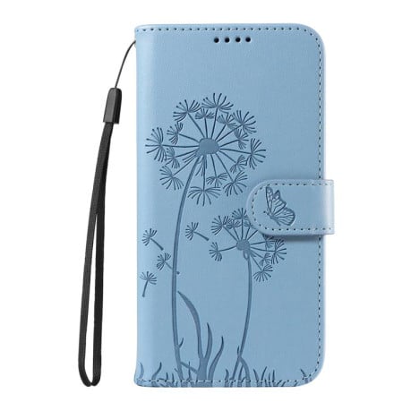 Чехол-книжка с тиснением Dandelion и магнитным хлястиком на Samsung Galaxy S25 FE 5G - голубой