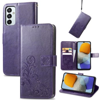 Чохол-книжка Four-leaf Clasp Embossed Samsung Galaxy M23 - фіолетовий