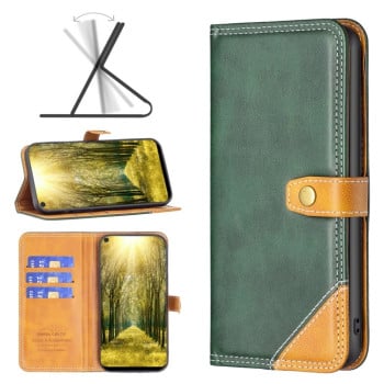 Чехол-книжка Matching Double Sewing для OPPO A74 4G - зеленый