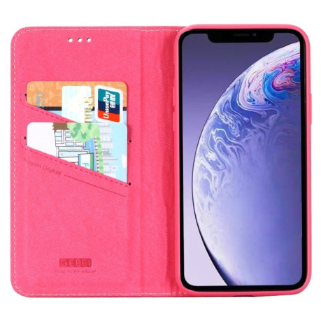 Чохол-книжка GEBEI Top-grain для iPhone 11 Pro Max - пурпурно-червоний