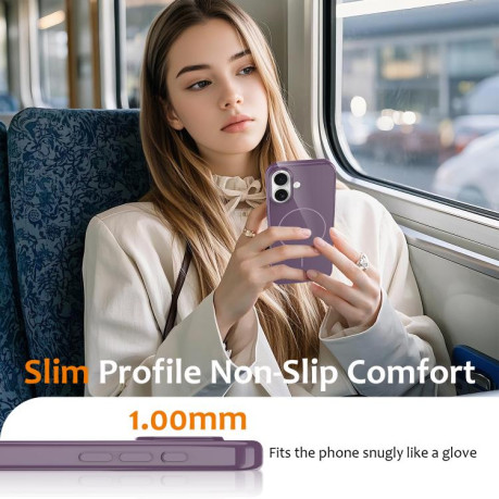 Противоударный чехол Glossy TPU Shockproof MagSafe на iPhone 17 - фиолетовый
