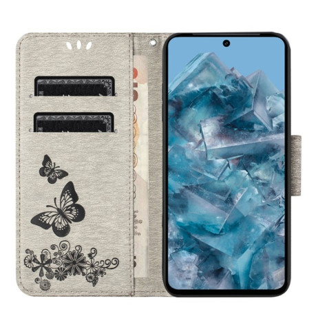 Чехол-книжка Embossed Butterfly для Google Pixel 8 Pro - серый